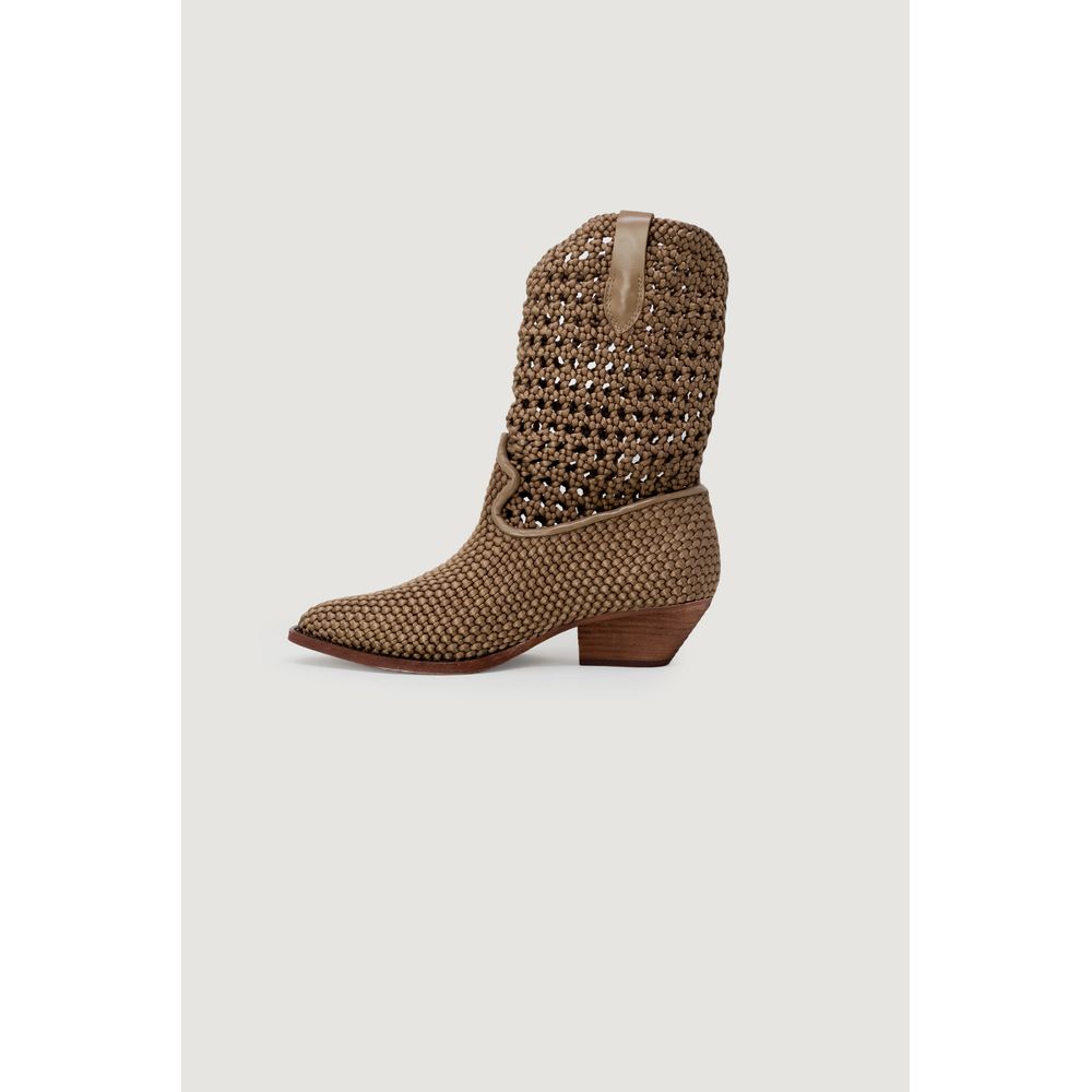 Beige Leather Ankle