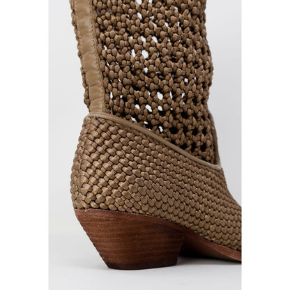 Beige Leather Ankle