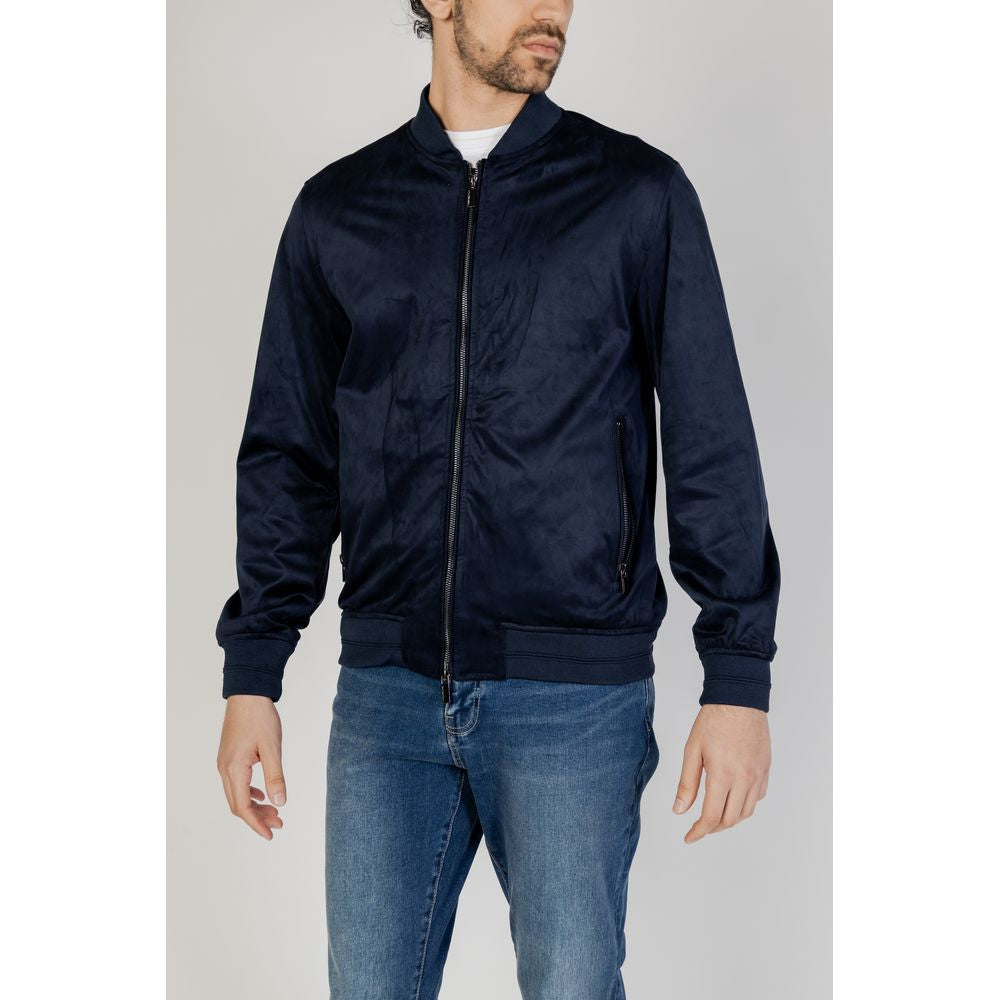 Blue Polyester Jackets & Coat