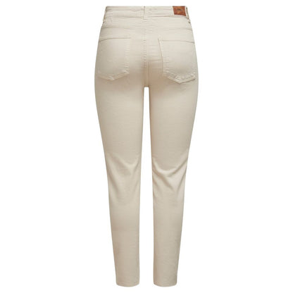 Beige Cotton Mom Jean
