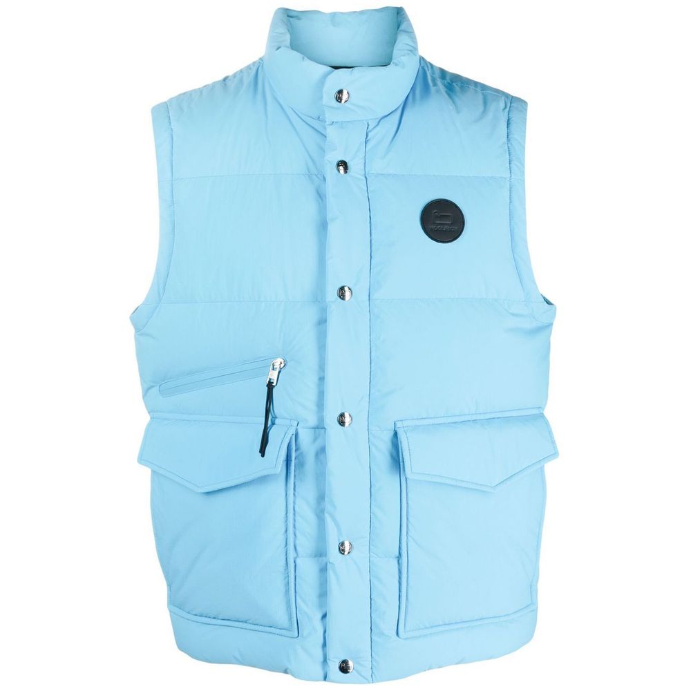 Light Blue Polyester Men Vest