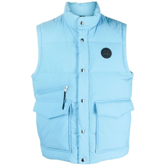 Light Blue Polyester Men Vest
