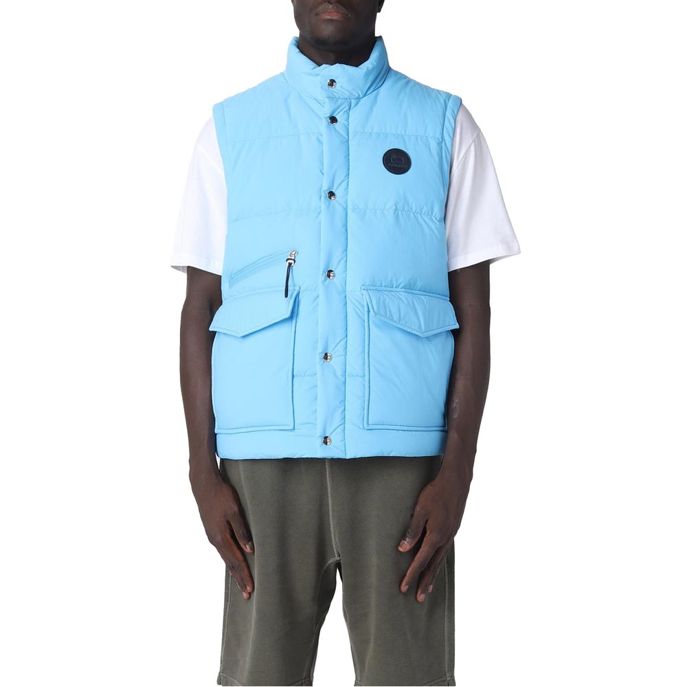 Light Blue Polyester Men Vest