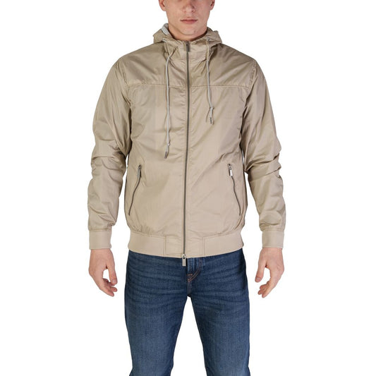Beige Nylon Jackets & Coat