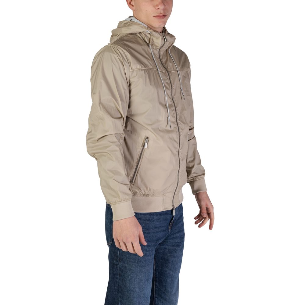 Beige Nylon Jackets & Coat