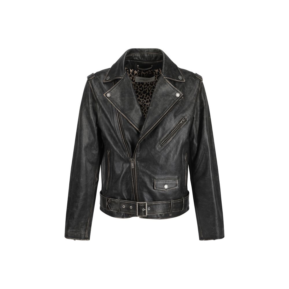 Brown Calf Leather Bos Taurus Biker Jacket