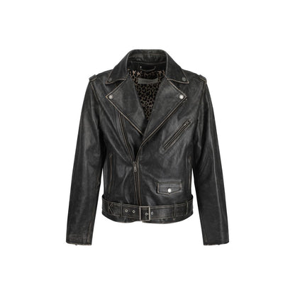 Brown Calf Leather Bos Taurus Biker Jacket