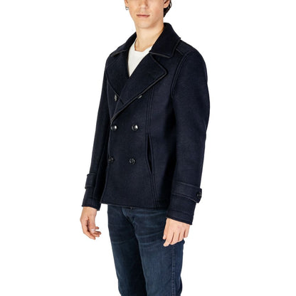 Blue Viscose Jackets & Coat