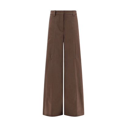 Brown Cotton Casual Pants