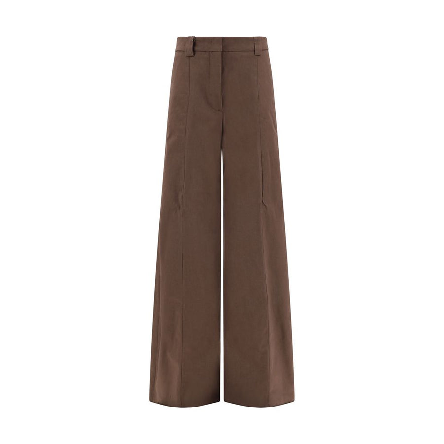 Brown Cotton Casual Pants