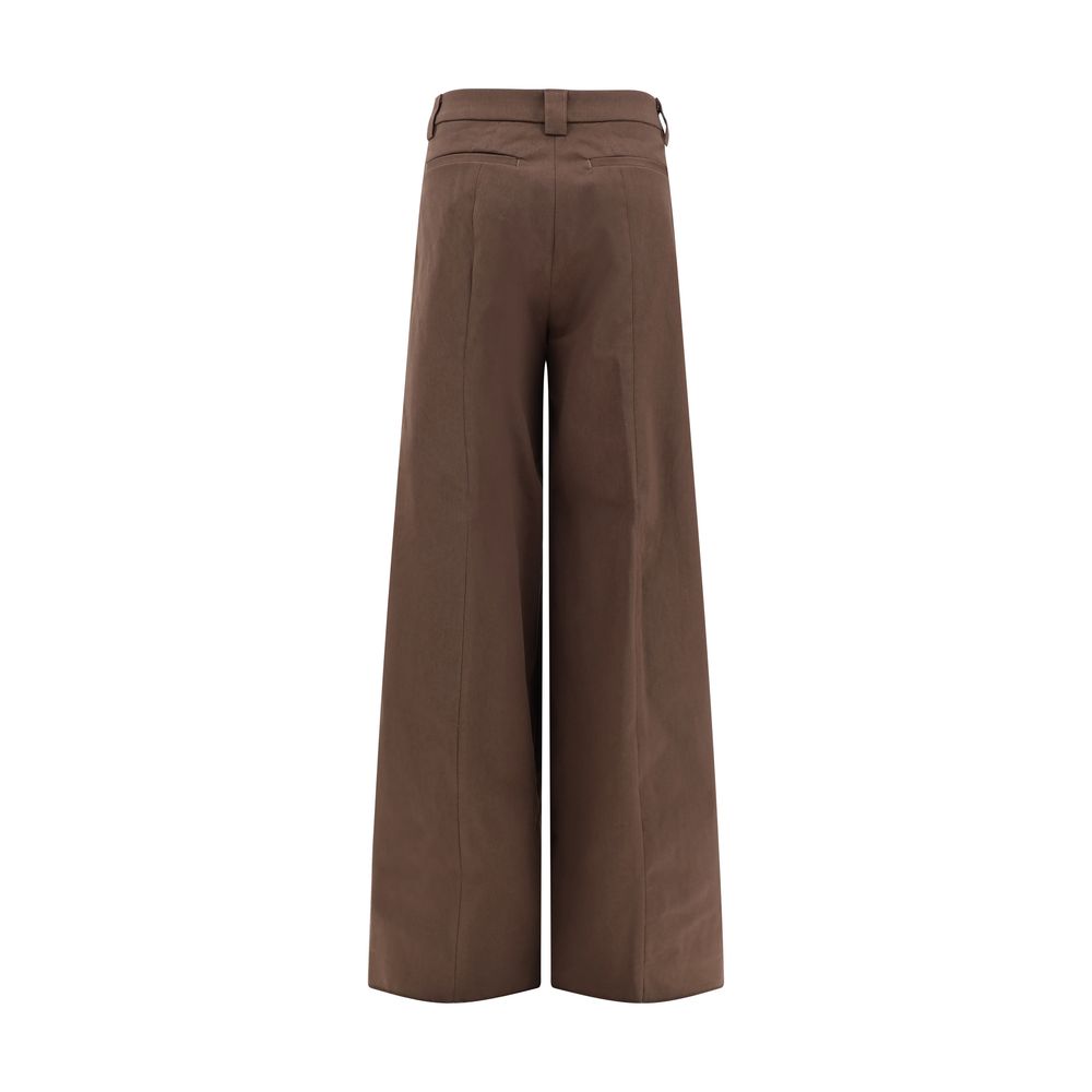 Brown Cotton Casual Pants