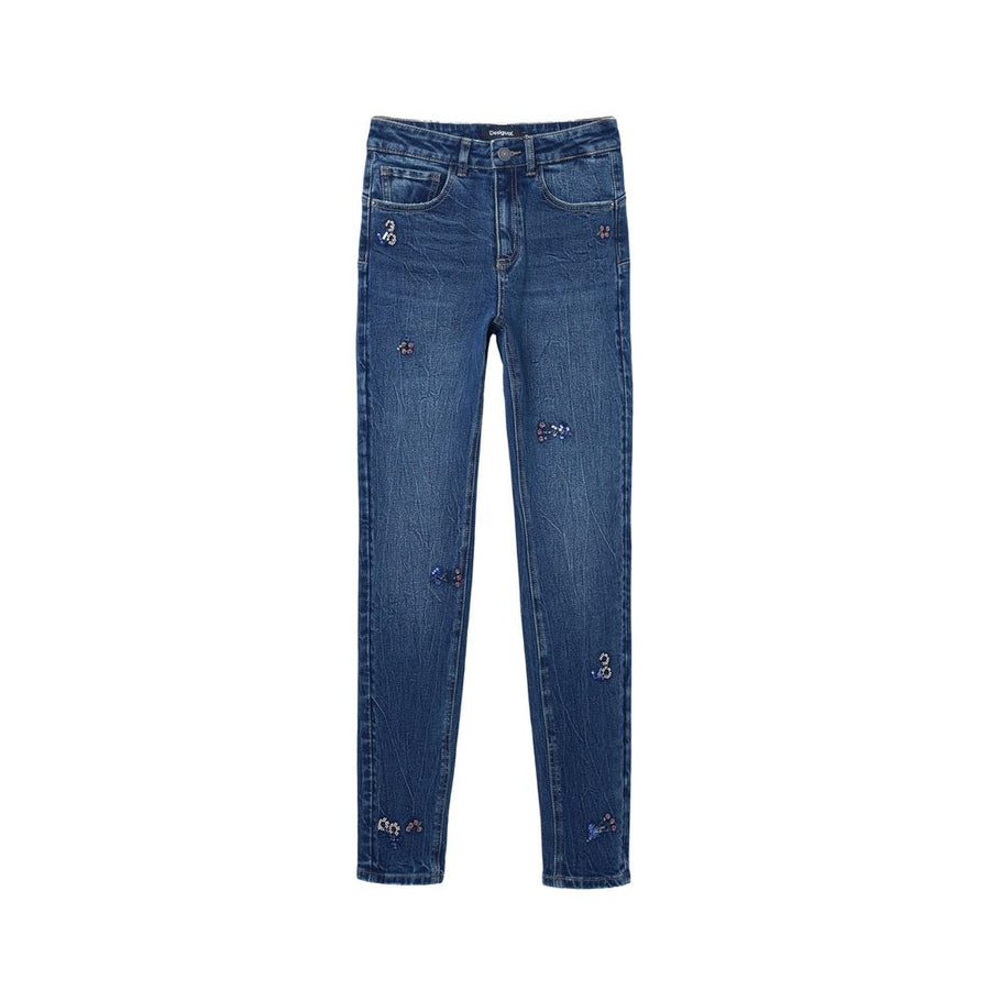 Blue Cotton Skinny Jean