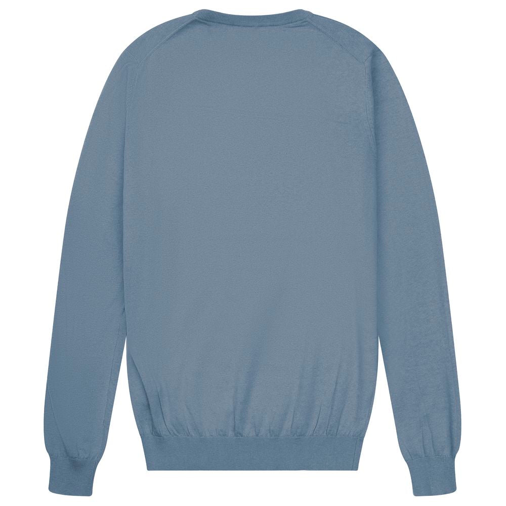Light Blue Cotton Men Sweater