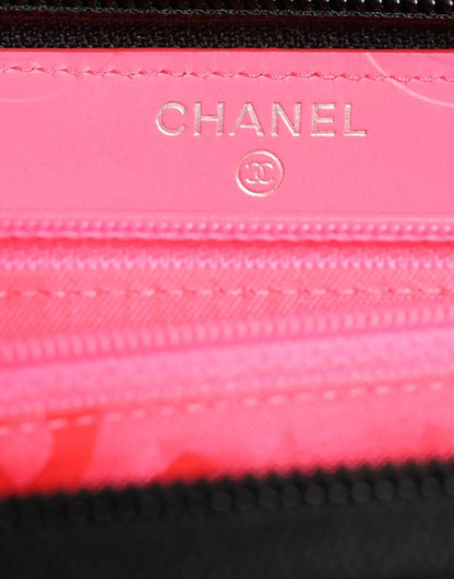Black Quilted Leather Logo CC Continental Zip Wallet