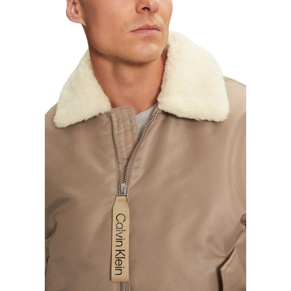 Beige Recycled Polyamide Jackets & Coat