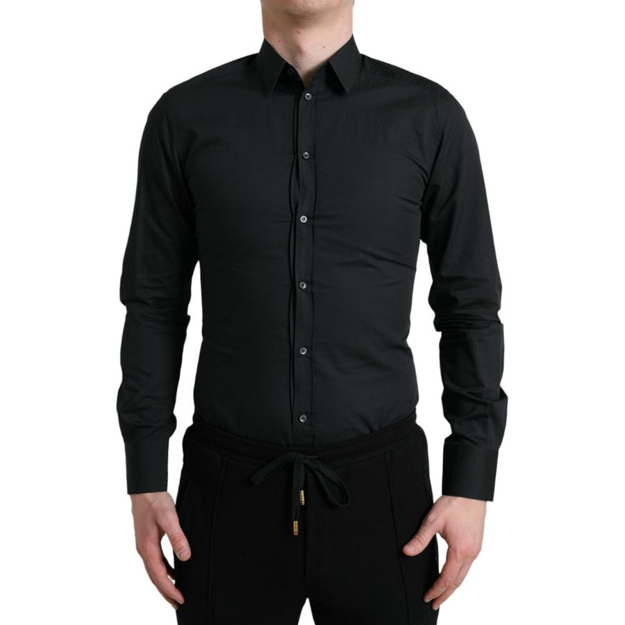 Black Cotton Dress Shirt