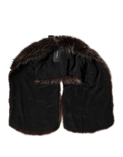 Brown Raccoon Fur Neck Warmer Winter Scarf