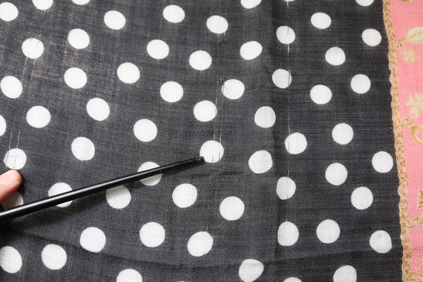 Black White Polka Dots Fringes Wrap Scarf