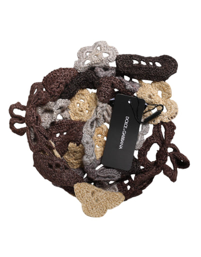 Multicolor Floral Silk Crochet Beanie Hat