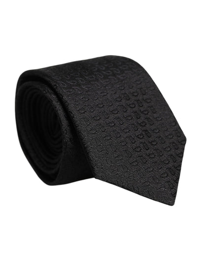 Black Patterned Silk Adjustable Necktie Tie
