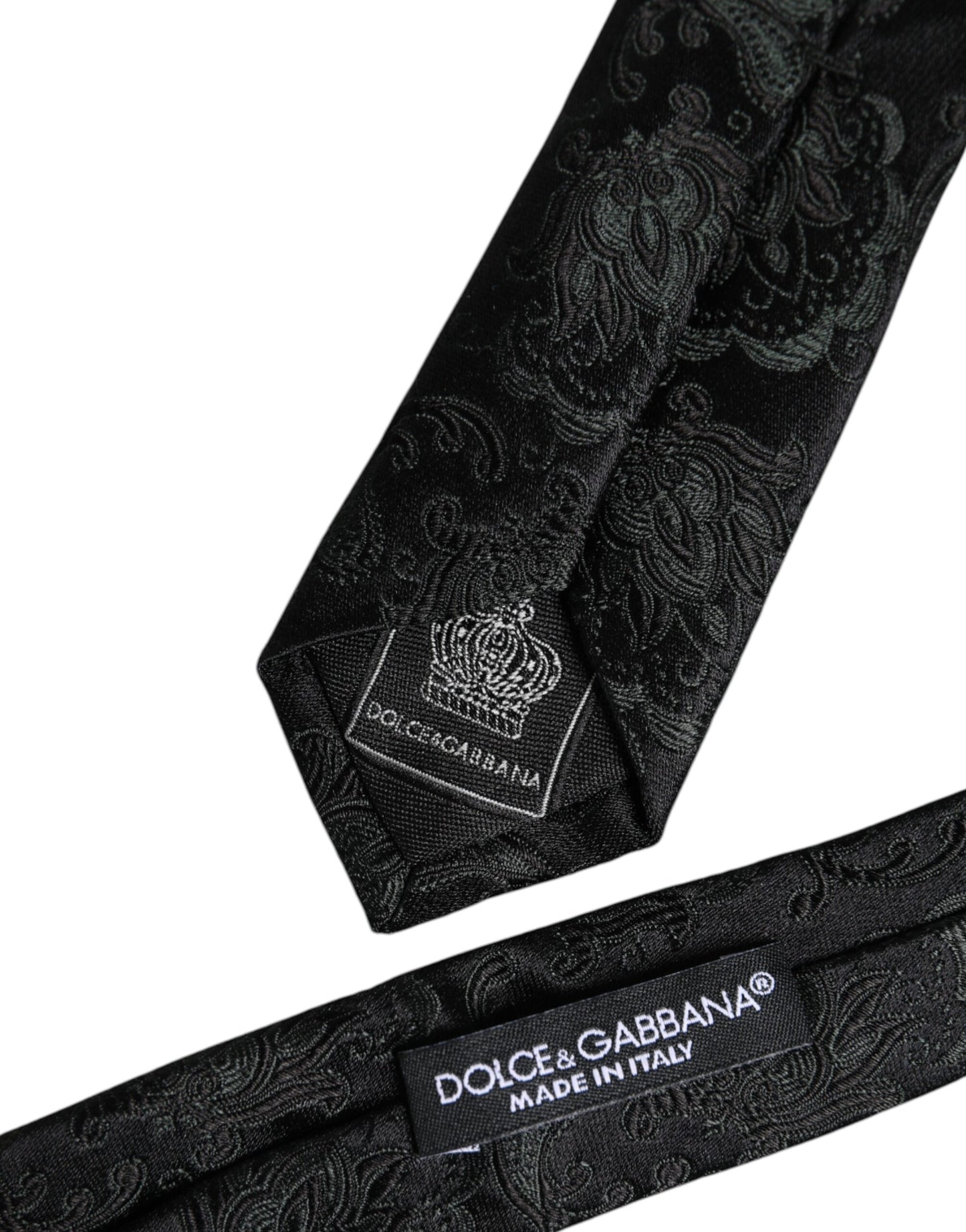 Dark Green Floral Silk Adjustable Necktie Tie