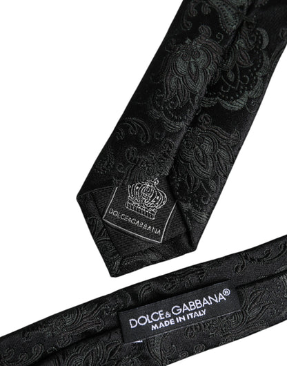 Dark Green Floral Silk Adjustable Necktie Tie
