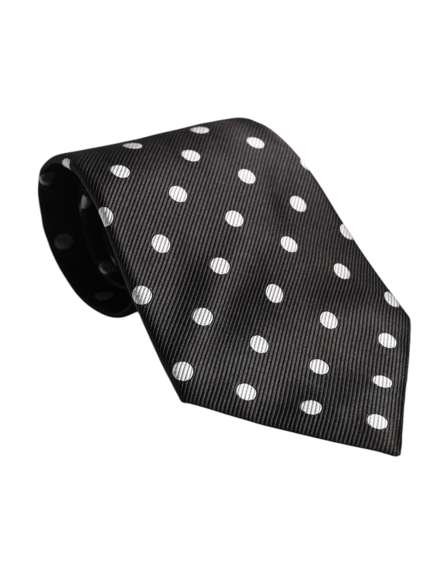 Black Polka Dots Silk Adjustable Necktie Tie