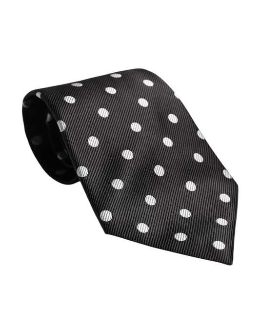 Black Polka Dots Silk Adjustable Necktie Tie
