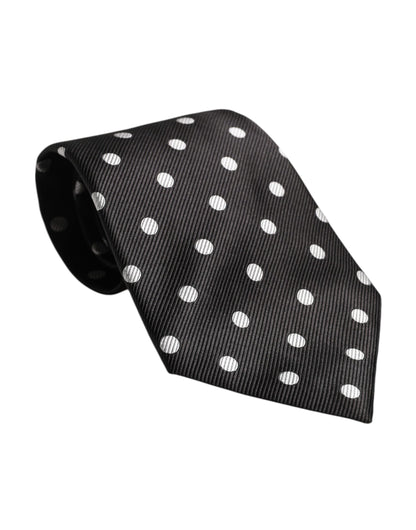 Black Polka Dots Silk Adjustable Necktie Tie