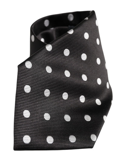 Black Polka Dots Silk Adjustable Necktie Tie