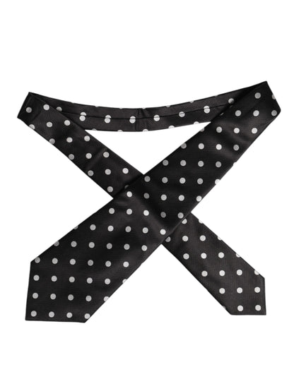 Black Polka Dots Silk Adjustable Necktie Tie