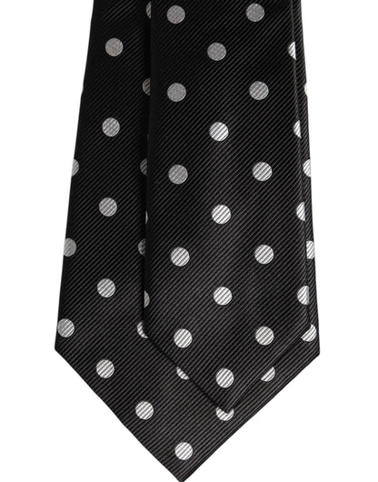 Black Polka Dots Silk Adjustable Necktie Tie