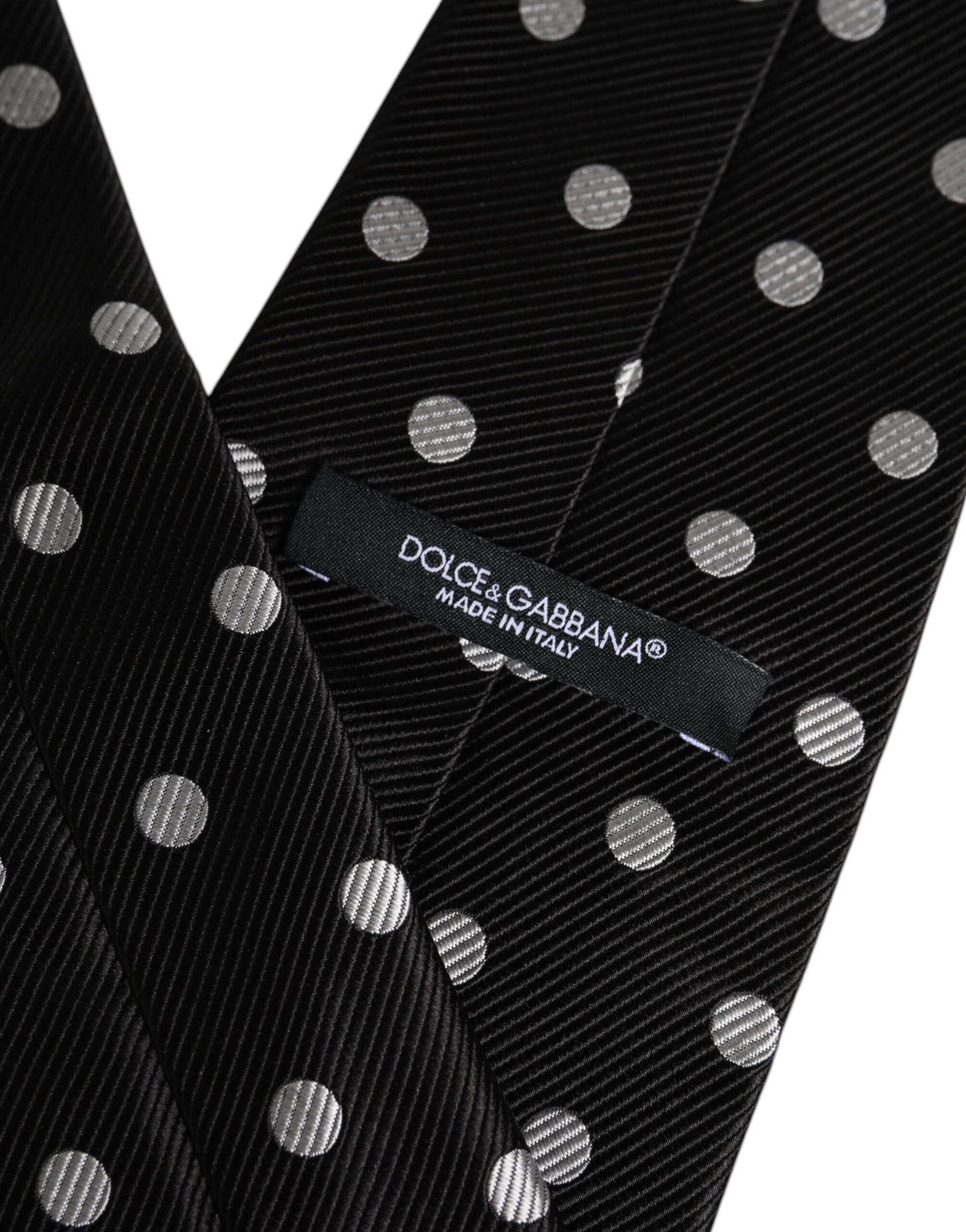 Black Polka Dots Silk Adjustable Necktie Tie