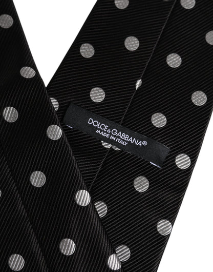 Black Polka Dots Silk Adjustable Necktie Tie