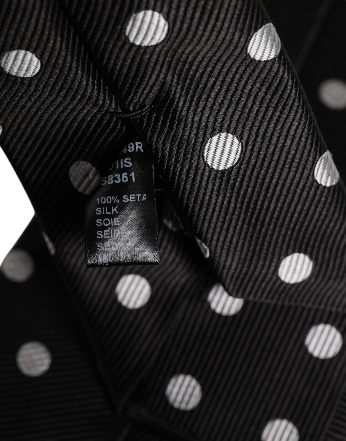 Black Polka Dots Silk Adjustable Necktie Tie