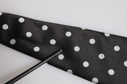 Black Polka Dots Silk Adjustable Necktie Tie