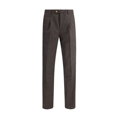 Brown Fleece Wool Casual Pants