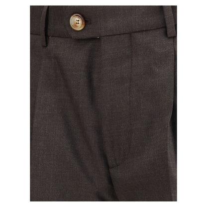 Brown Fleece Wool Casual Pants
