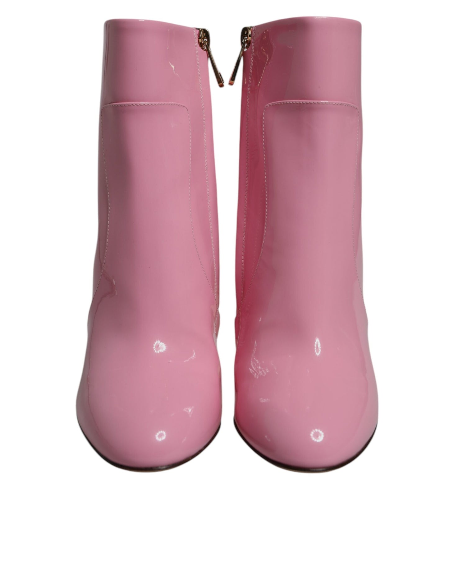 Pink Patent Leather Heel Mid Calf Boots Shoes