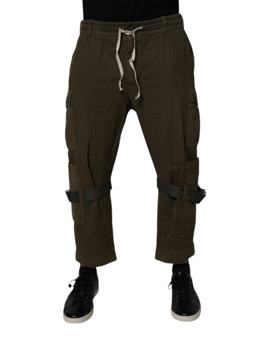 Brown Cotton Stretch Cargo Pants