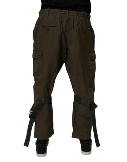 Brown Cotton Stretch Cargo Pants