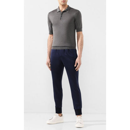 Blue Silk Men Trousers