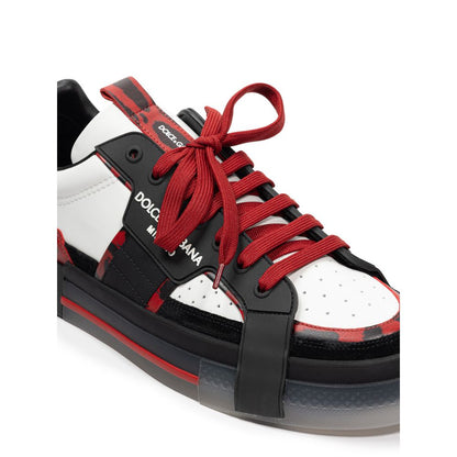 Black And White Leather Low Top Sneakers