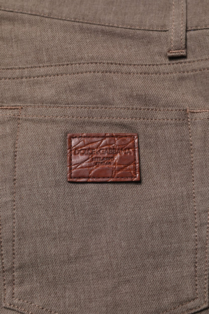 Brown Cotton Stretch Chino Pants