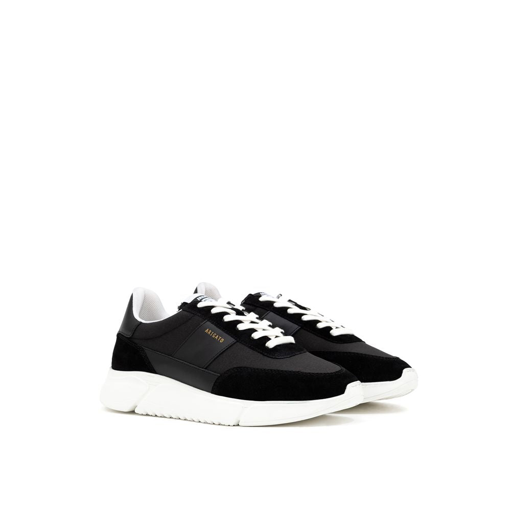 Black And White Fabric And Leather Athletic Sneakers