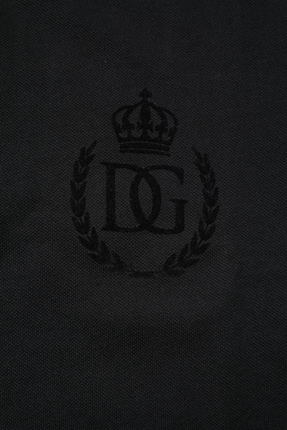 Black Cotton DG Logo Collared Polo T-shirt