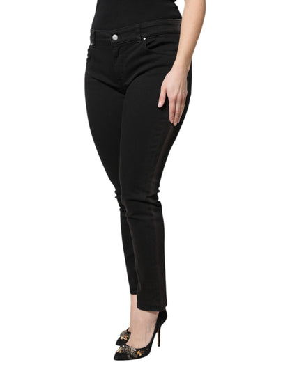 Black Cotton High Waist Skinny Denim Jeans