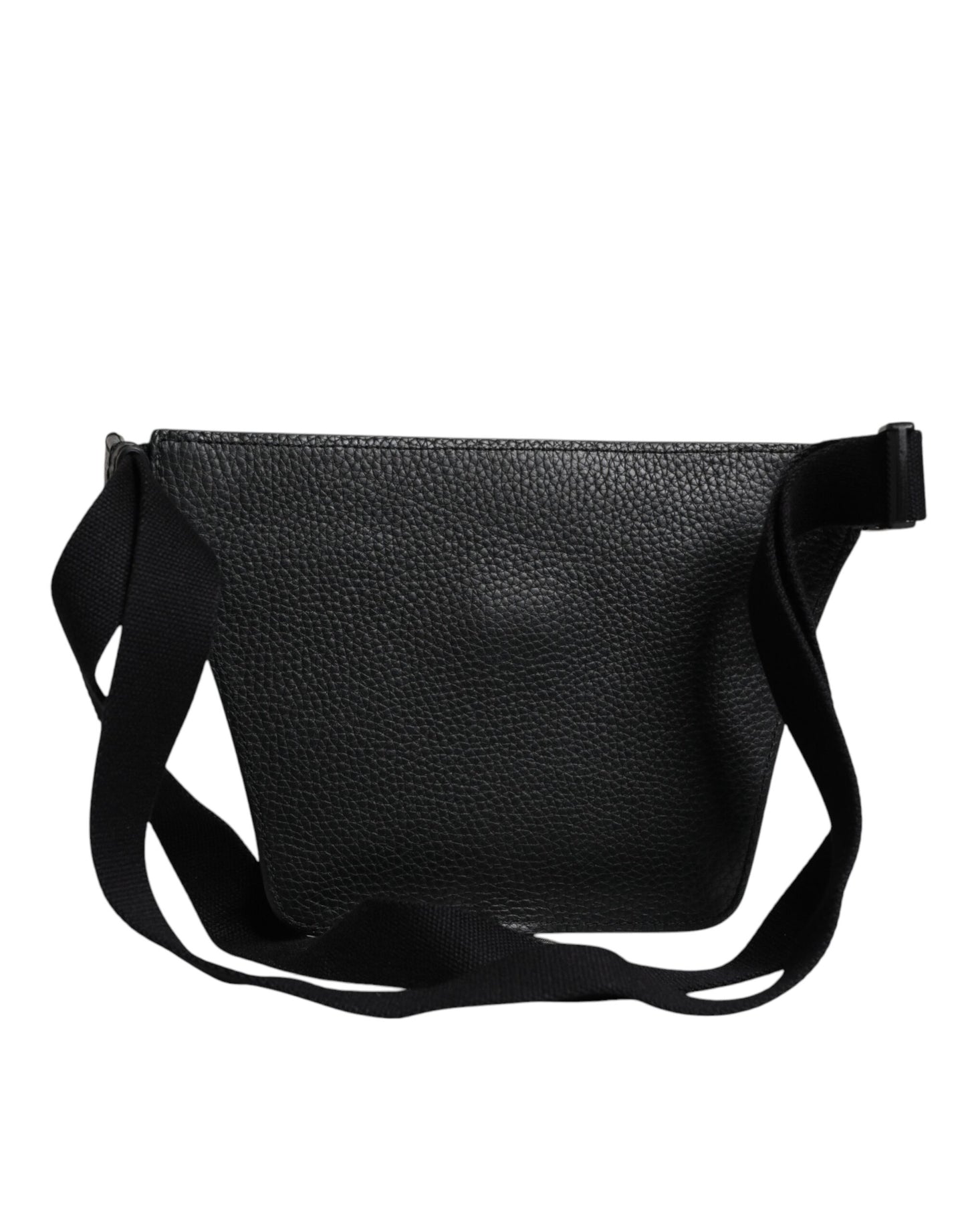 Black Calfskin Logo Plaque Belt Waist Men Fanny Pack Bag