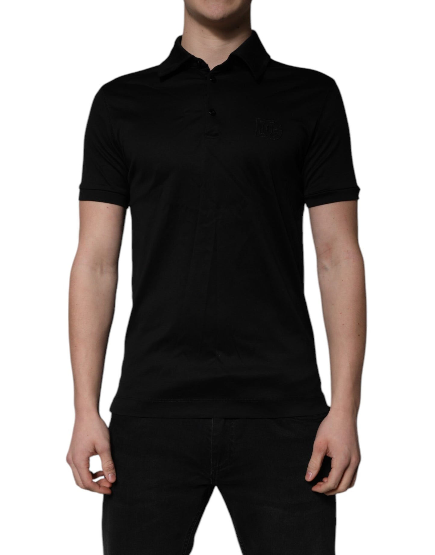Black Cotton Collared Polo T-shirt