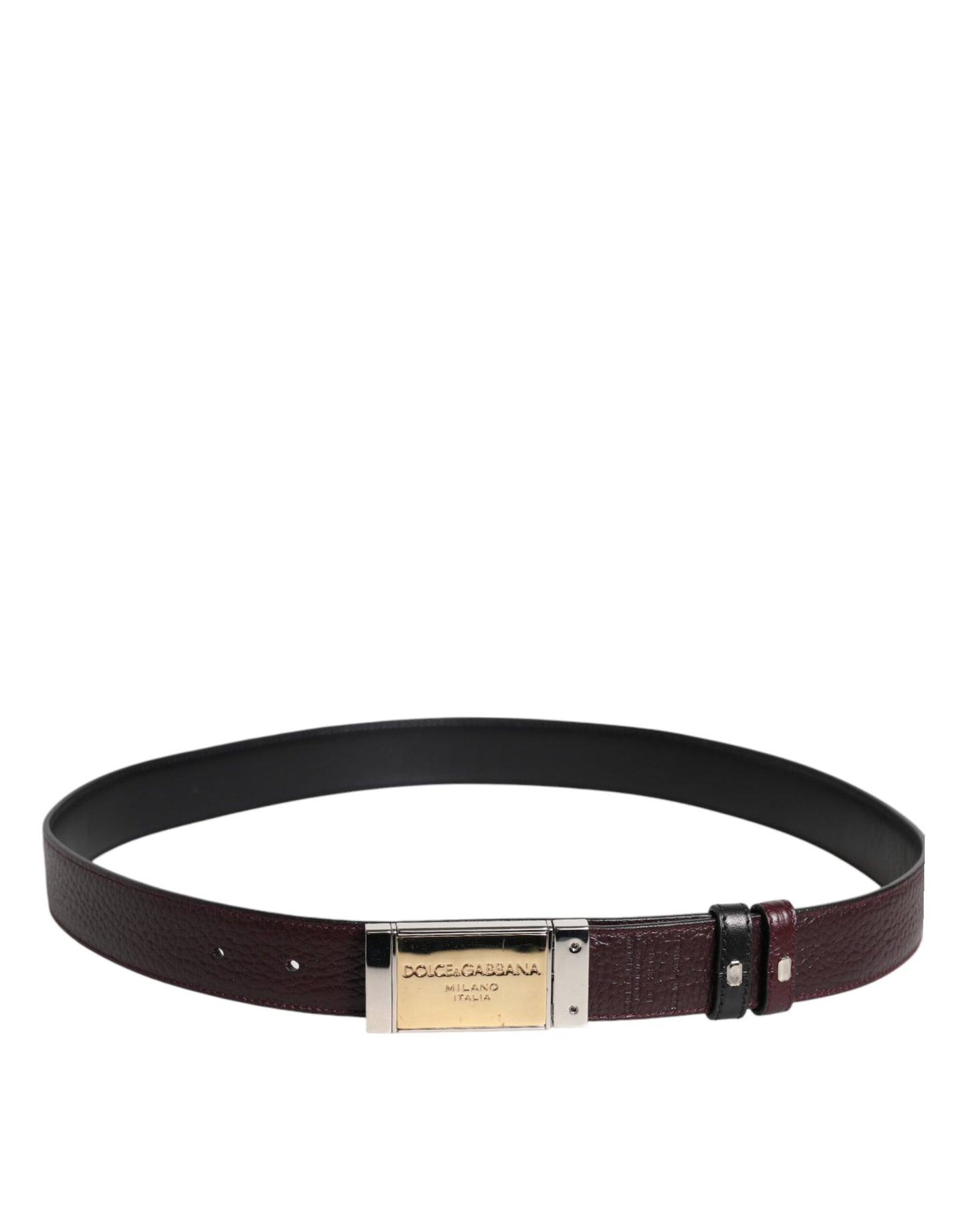 Black Brown Leather Metal Buckle Reversible Belt